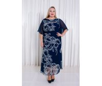 Платье в пол с принтом для полных